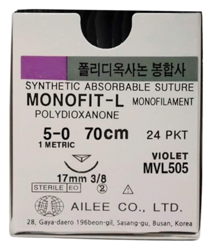 Chỉ phẫu thuật tự tiêu AILEE Monofit-L 5/0 – MVL505 - hộp sản phẩm thực tế đã tách nền