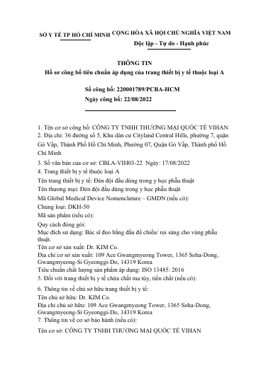Document first page DR. KIM DKH-50