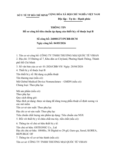 Document first page OSTEONIC Dụng cụ / Instruments
