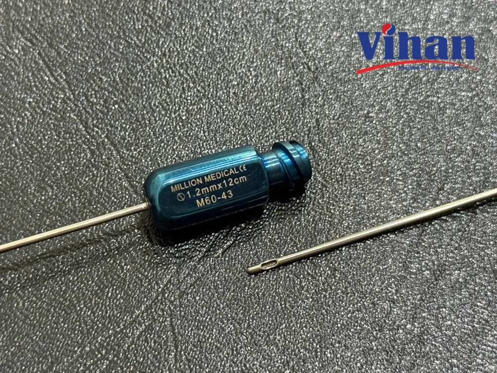 CÂY CẤY MỠ ĐẦU TÙ TRÒN 1.2MM x 12CM - ảnh tách nền từ nguồn gốc, phóng đại đầu hút có lỗ dẫn mỡ