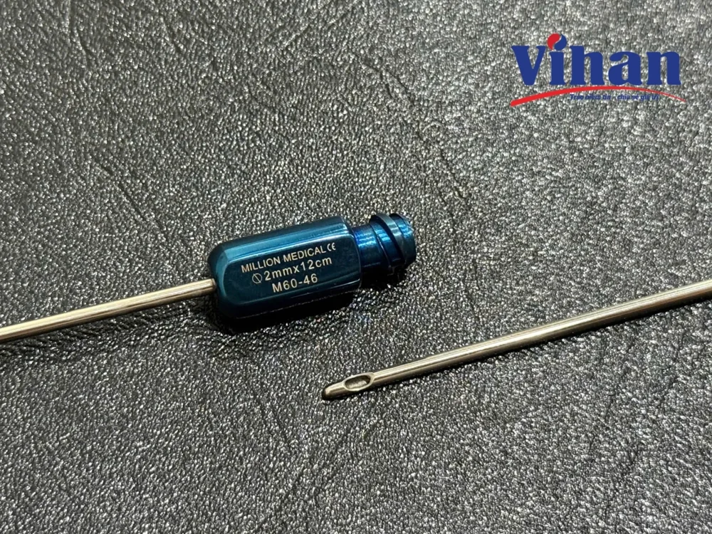 CÂY CẤY MỠ ĐẦU TÙ TRÒN 2.0MM x12CM - ảnh tách nền từ nguồn gốc, phóng đại đầu hút có lỗ dẫn mỡ