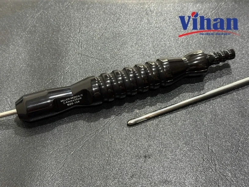 CÂY ĐÁNH & HÚT MỠ 4mm x 30cm - ảnh tách nền từ nguồn gốc, phóng đại đầu hút có lỗ dẫn mỡ