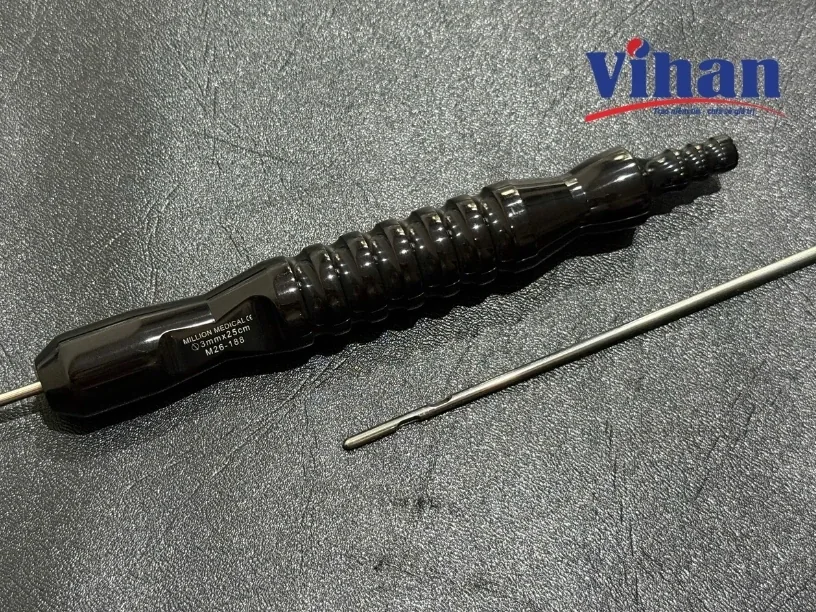 CÂY HÚT MỠ 3mm x 25cm - ảnh tách nền từ nguồn gốc, phóng đại đầu hút có lỗ dẫn mỡ