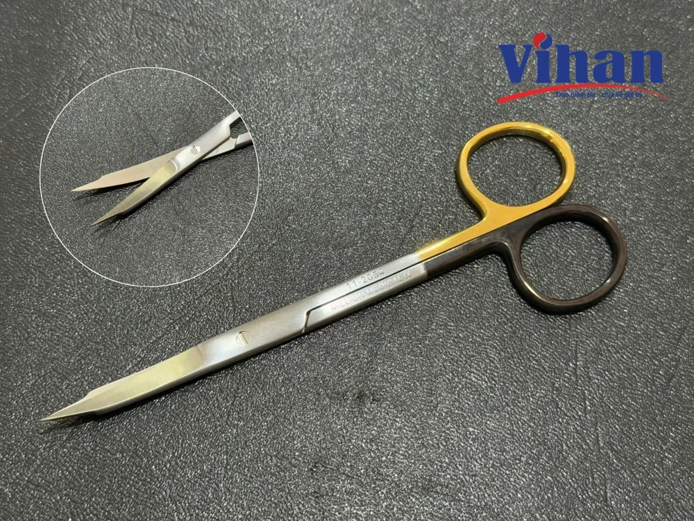 KÉO IRIS MŨI NHỌN CONG GOLDMANN FOX TC+SUPER CUT 13CM - ảnh sản phẩm nền trong suốt 1